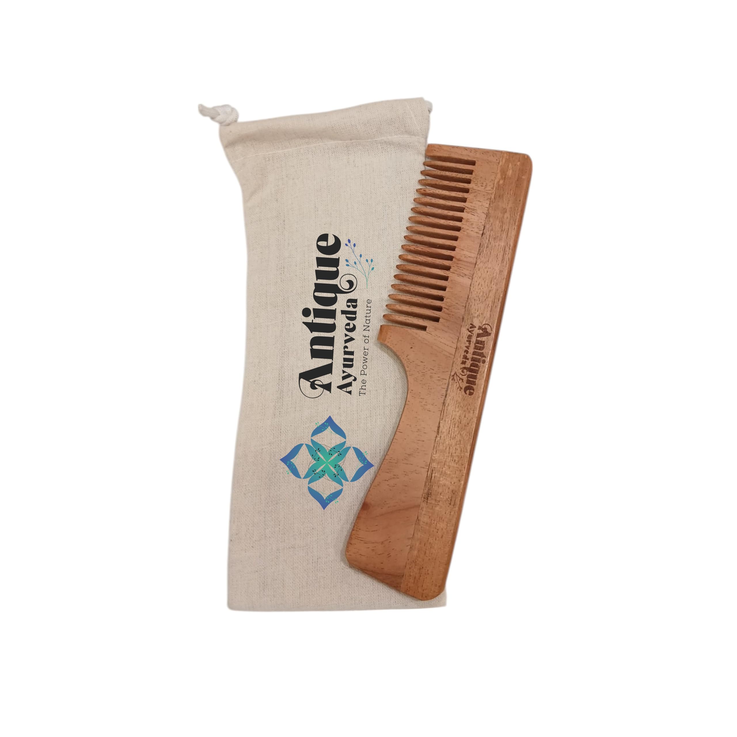 Double-Sided Neem Wood Comb for Tangle-Free Hair, Improved Scalp Health, and Even Distribution of Natural Oils (Light Brown)-image-39