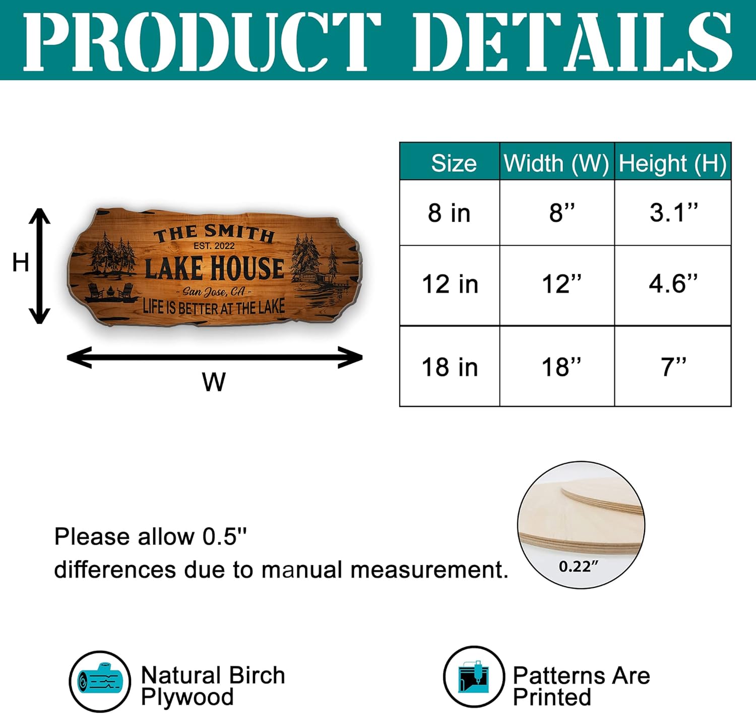 Artsy Woodsy Custom Lake House Decor Wood Sign (Not Carved or Neon) Wall Plaque, Personalized Cabin Log Fishing Hunting Cottage Summer House Welcome Sign Backyard Porch Patio Deck Garden Yard (03)