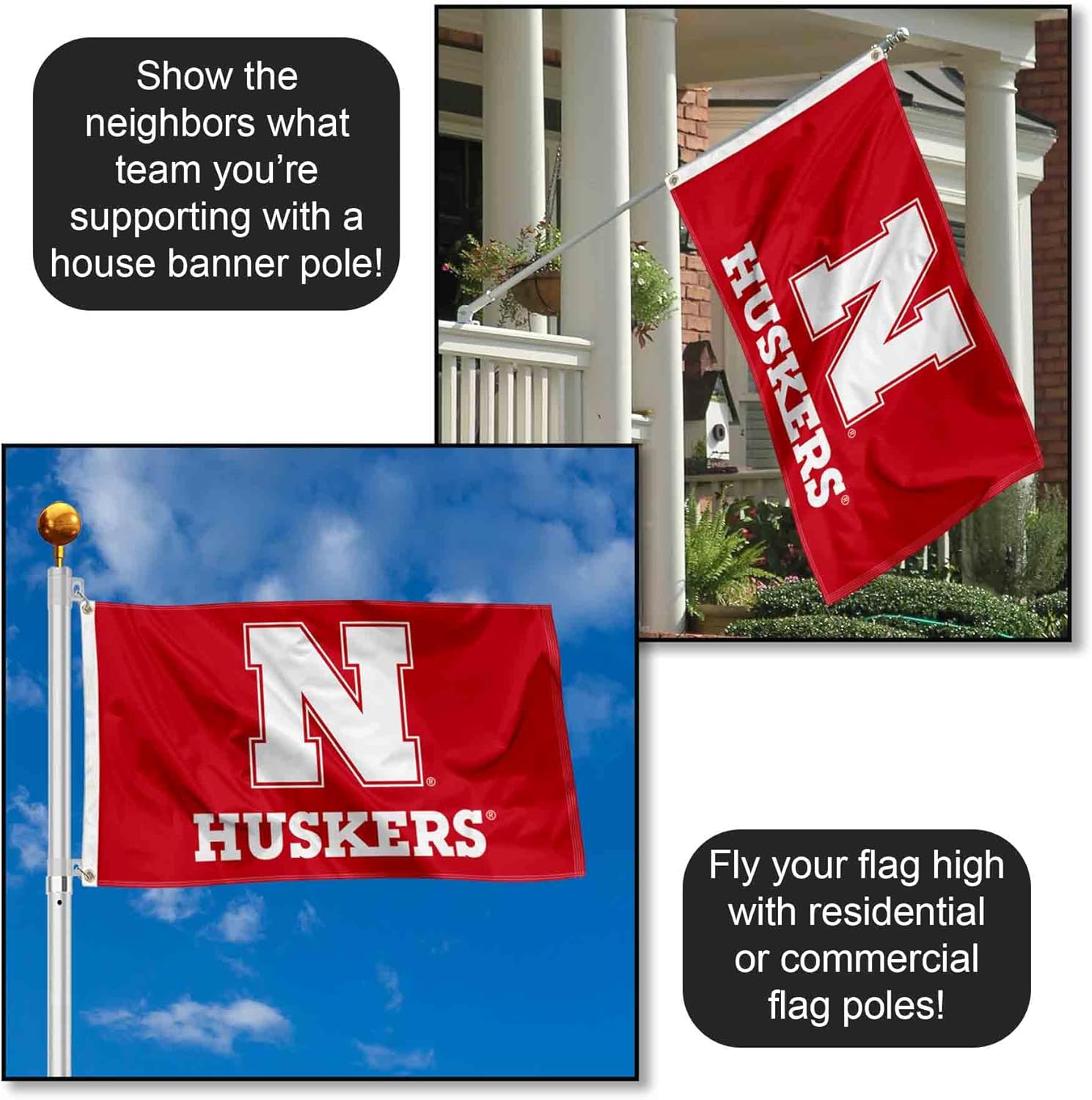 College Flags & Banners Co. Nebraska Cornhuskers Block N Flag - Image 3