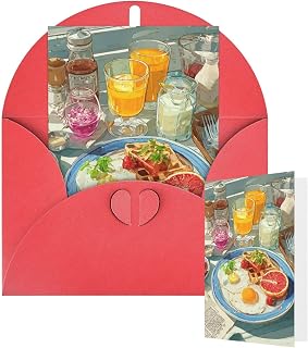 Thinking of You Cards with Envelopes Beautiful Breakfast Greeting Cards for All Occasions Thank You Blank Note Card for Wedding Invitations Valentine's Day Birthday Card 4 x 6 inch
