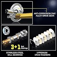 Vista 8 de Combo de caña de pescar Sougaiyang, combo de carrete de pesca con arrastre de 2 piezas con relación de engranajes de 3.8:1 y rodamientos 3+1