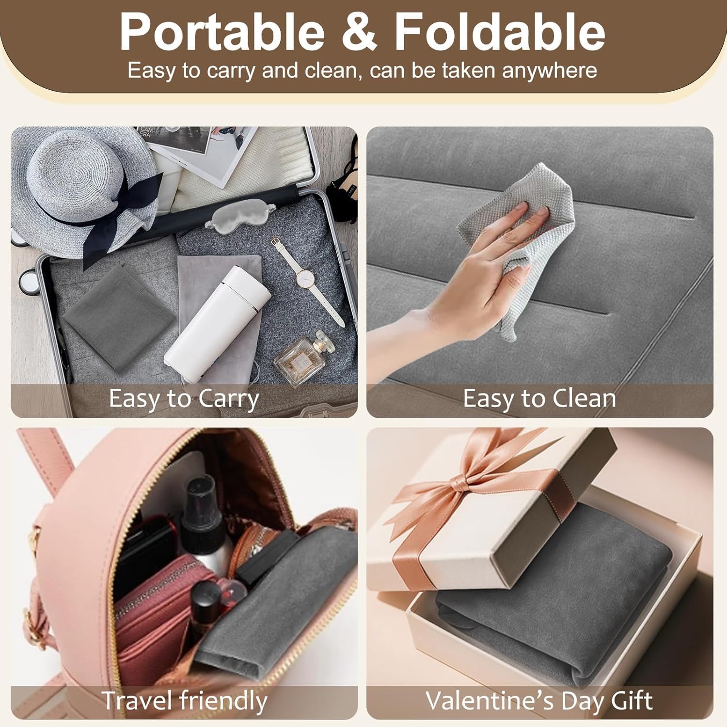 TheClover Inflatable Wedge Pillow for Sleeping - Inflatable Wedge Pillow for Travel,Lightweight, Fast Inflating & Deflating, Comfortable Support for Back & Neck Sitting in Bed（Gery）