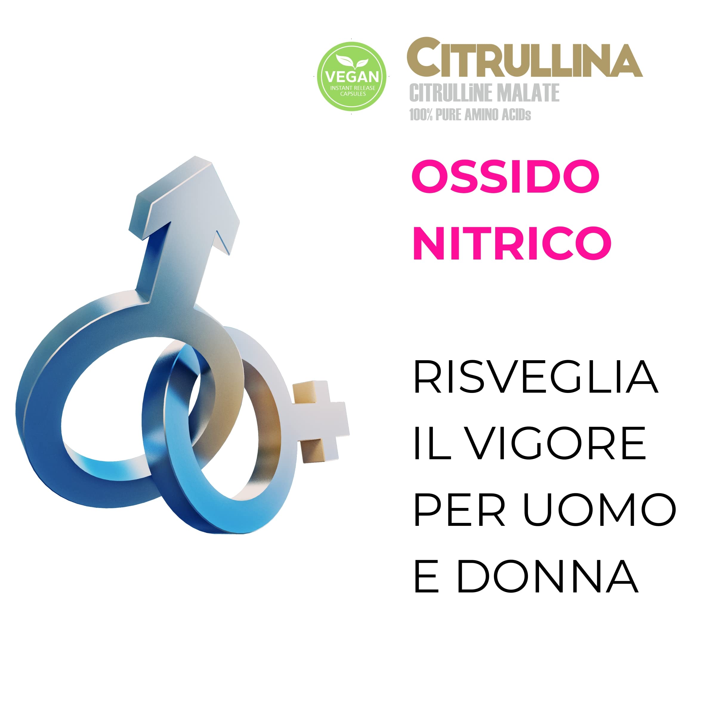 Citrullina Malato Integratore – 180 Capsule Vegane, 1000mg per Capsula (3000mg per Dose) – Pre-Workout Potente per Energia e Performance – Booster di Ossido Nitrico per Uomo e Donna