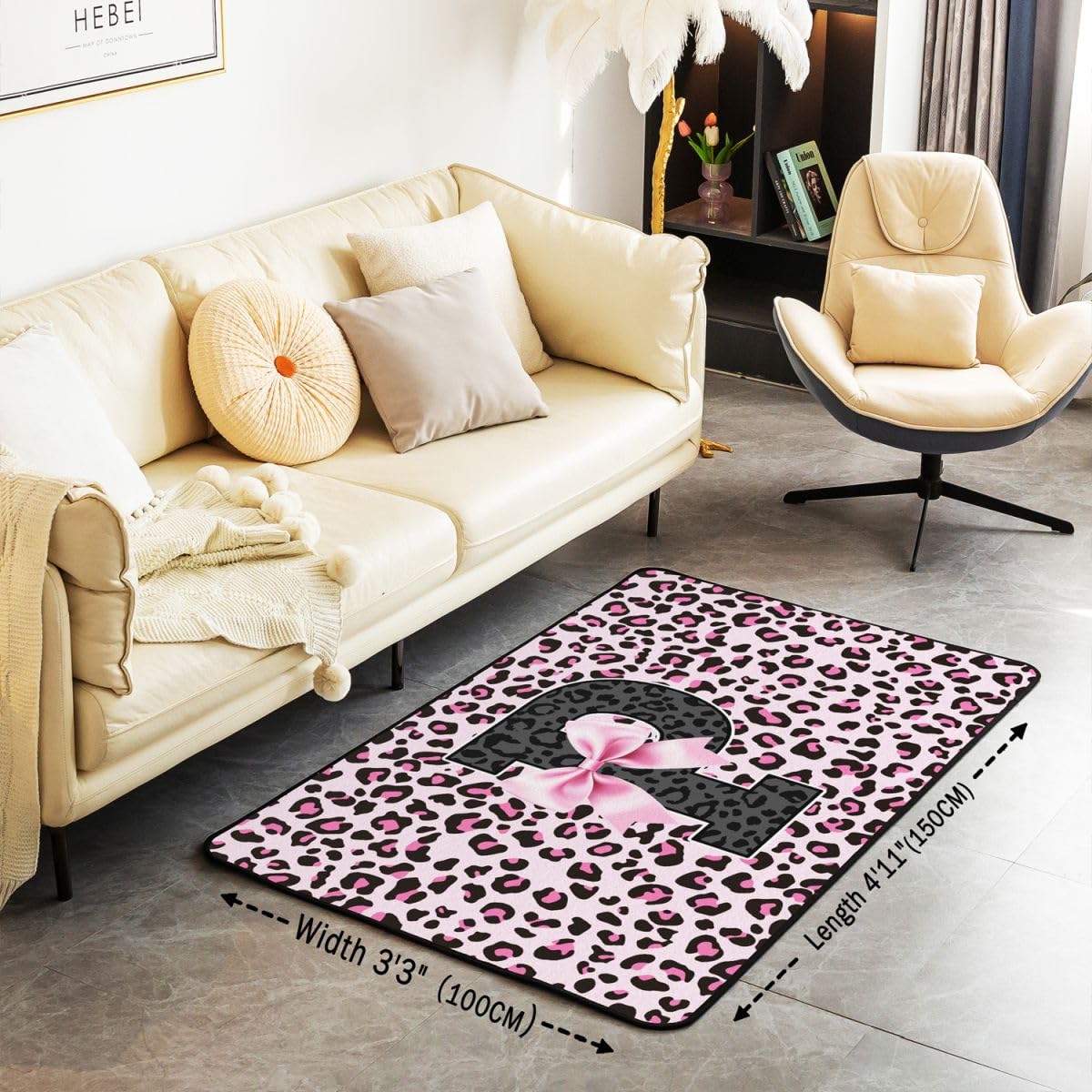 Homewish Dywaniki w panterkę z kokardą do sypialni 100 x 150 cm