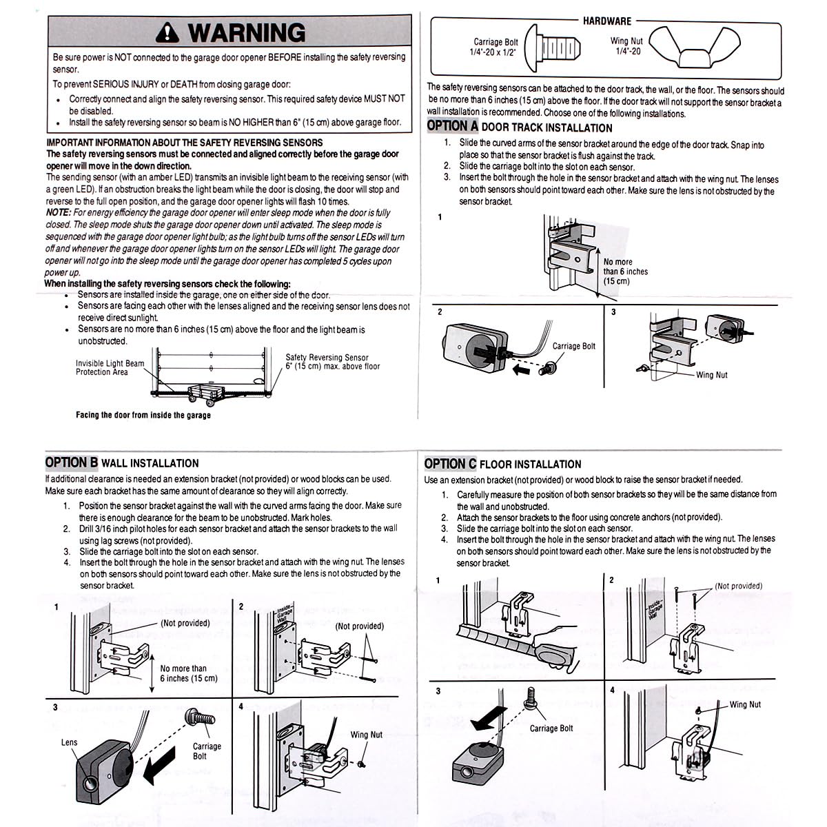 Garage Door Sensor with Brackets Replacement for LiftMaster Chamberlain | Safety Sensor Kit compatible with Craftsman openers Replaces 41A5034, 820CB, G801CB-P, 801CB, 41A5266-1, 041-0136