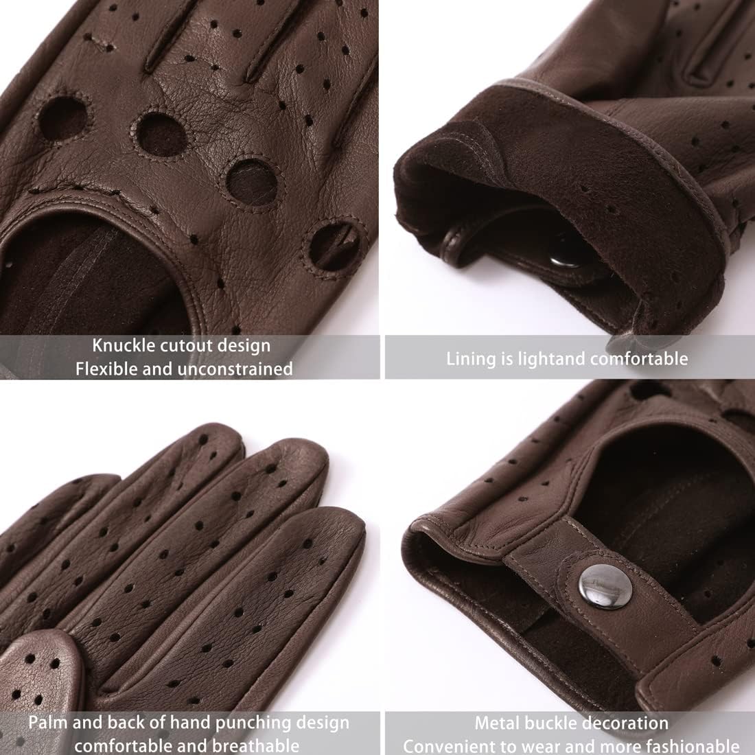 Harssidanzar Mens Lambskin Leather Driving Gloves GM026 - Image 2