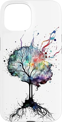Vista 10 de iPhone 13 Pro Max Watercolor Brain Art, funda de neuronas