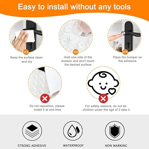 Miniatura 6 de 192 piezas de parachoques autoadhesivos transparentes para puerta de gabinete, solución cilíndrica de ruido fuerte y sin daños ni arañazos para