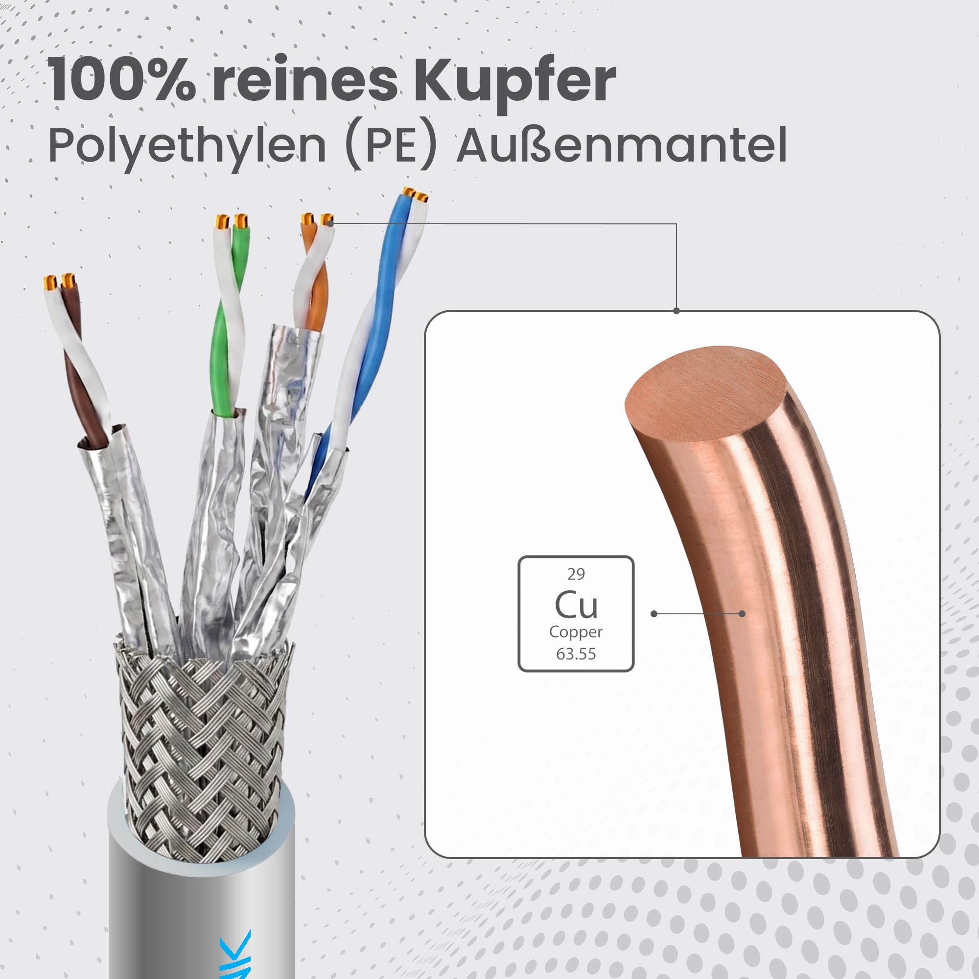 EXTRALINK CAT7 Verlegekabel 25m S/FTP Kupfer 10 Gbit 600 MHz PoE++ LAN | CAT7 Verlegekabel 25m Indoor: S/FTP doppelt geschirmt, reines Kupfer 24 AWG, 10 Gbit/s bei 600 MHz, PoE++ für LAN und CCTV