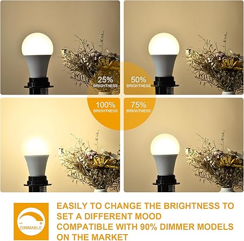 Miniatura 2 de Paquete de 16 bombillas regulables, equivalente a 100 W, bombillas LED A19 de 1500 LM, blanco cálido 3000 K, sin parpadeo, base E26 para cocina,