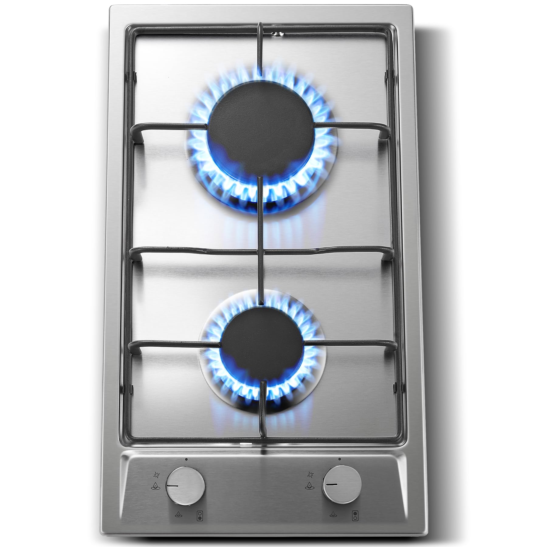TopStrong Plaque de Cuisson Gaz 2 Feux Inox 30cm Encastrable Sécurité Thermocouple 4200W
