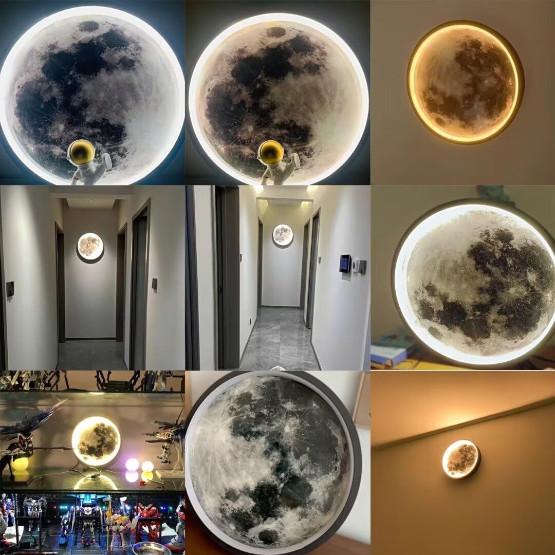 Simulation Mond LED Wandbeleuchtung Luxus Nachttischlampe Dekoration Hintergrund Wandlampe für Korridor Eingang Schlafzimmer Wohnzimmer, 30CM/11.9''