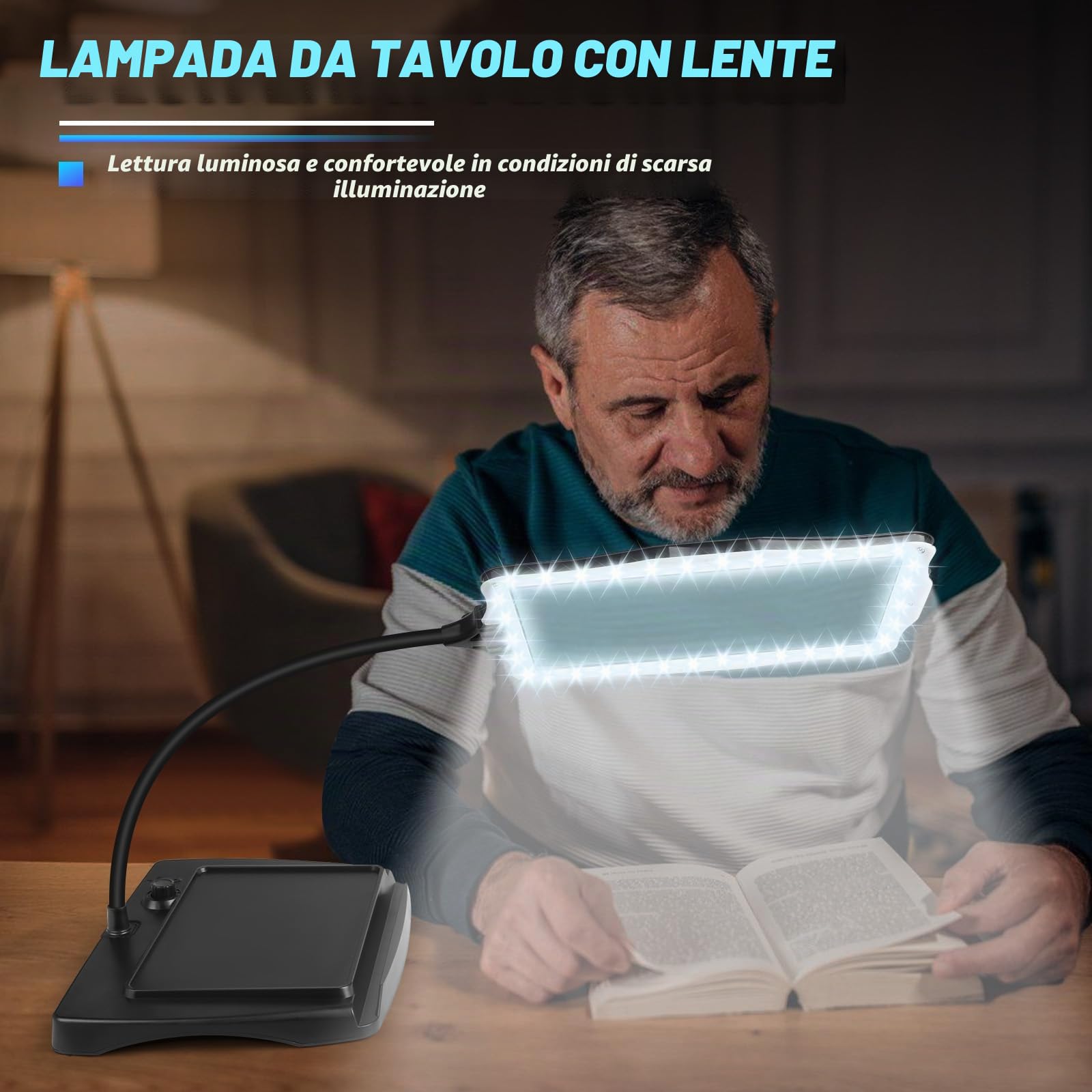 NZQXJXZ 10X Ricaricabile Lente Ingrandimento con Luce e Supporto