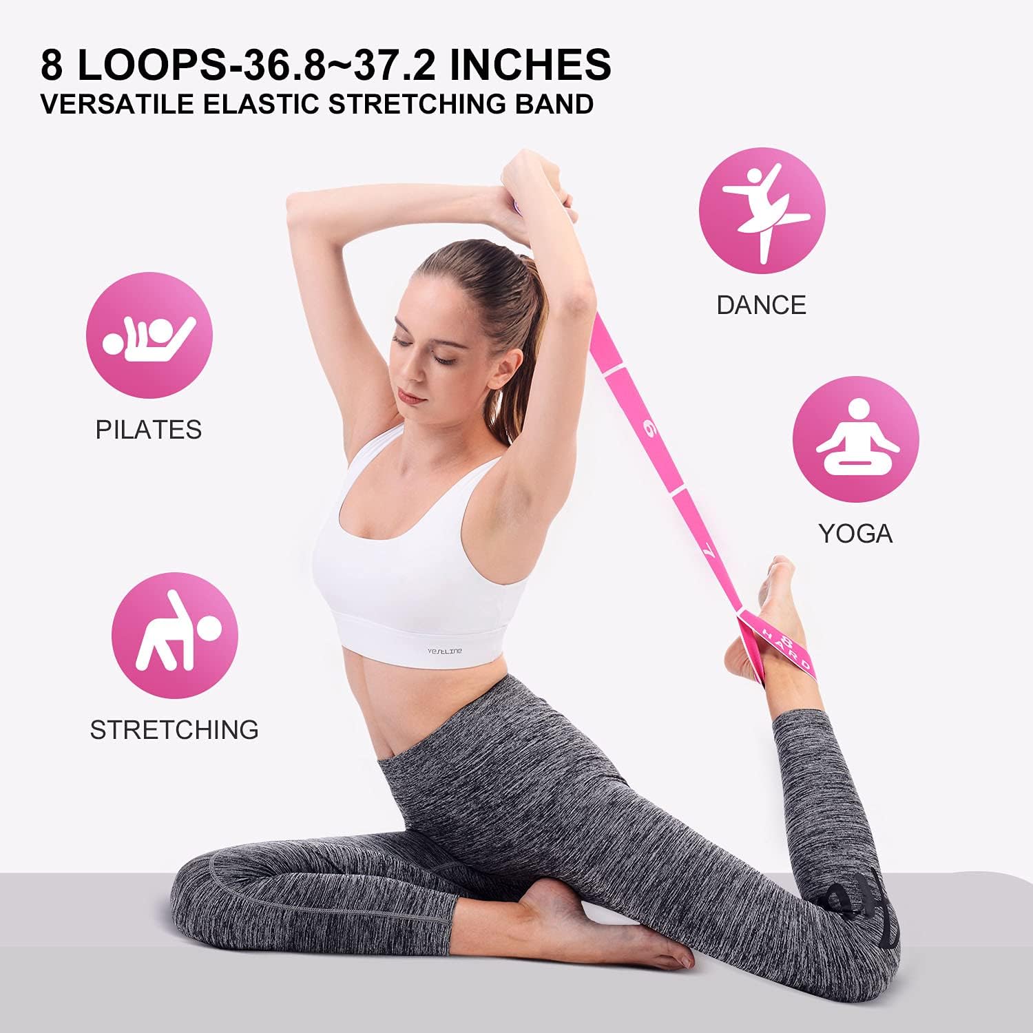 Quality Yoga Strap 8 Ring Adjustable Stretch Bands Exercise Straps for Stretching 3 Levels of Yoga Straps for Stretching Stretch Out Strap Suitable for a Variety of Exercises : Sports & Outdoors