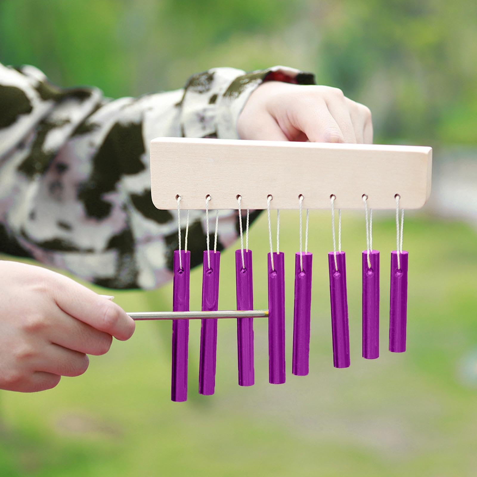 Carillon à Main Percussion Musicale Chime à Instrument En Bois et Aluminium Facile à Jouer pour Amateurs Adapté Aux Enfants Adultes Initiation, Violet