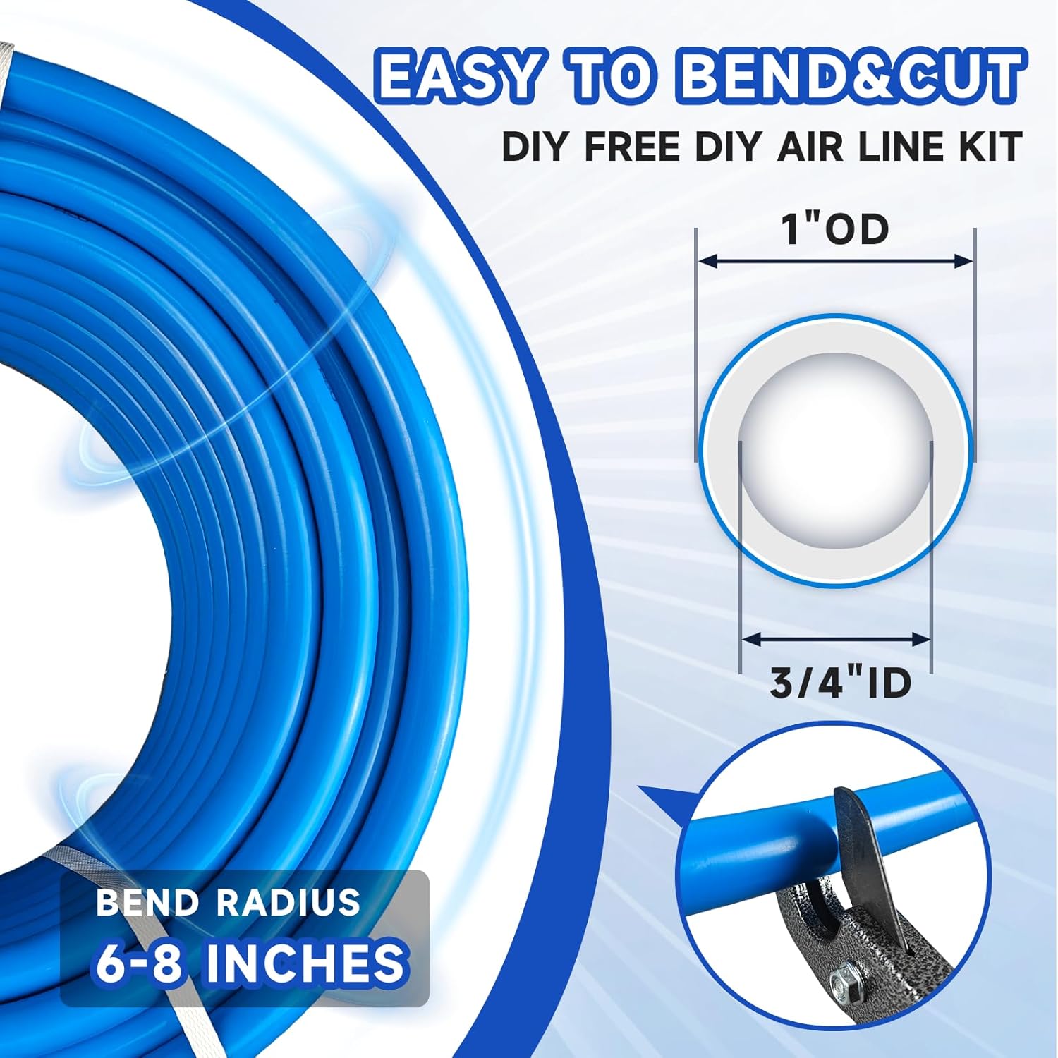 Compressed Air Line Kit, 3/4" x 50' 120’&200'&300' HDPE-Aluminum-HDPE Piping, Air Line Hose, Air Hose Kit with Air Compressor Accessories and Airline Tubing - Image 3