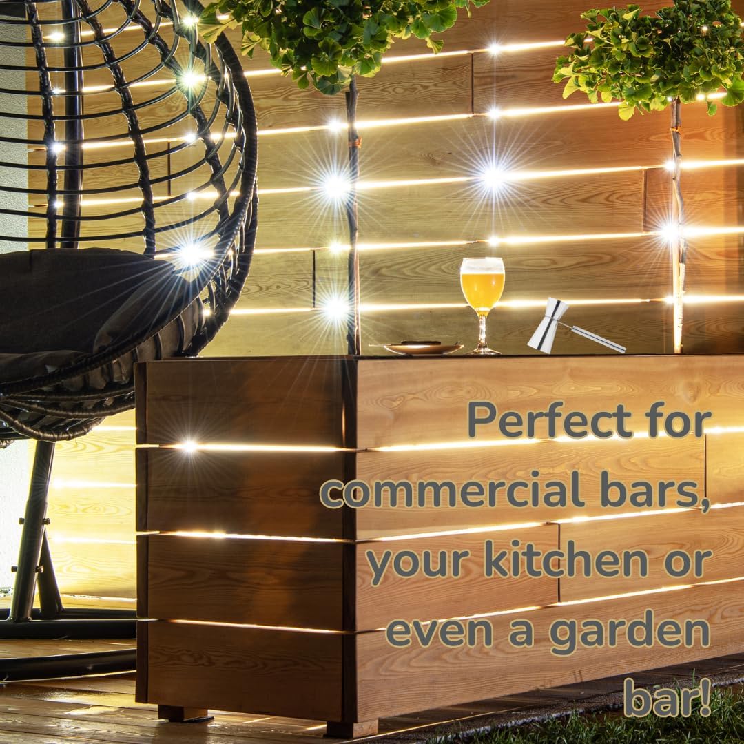 Silver Stainless Steel Cocktail Double Jigger - Professional Bartender Tool, Efficient Sturdy Handle. 30ml/60ml Measure Ideal for Home & Professional Bar Use, Durable & Efficient. 5 Year Guarantee.