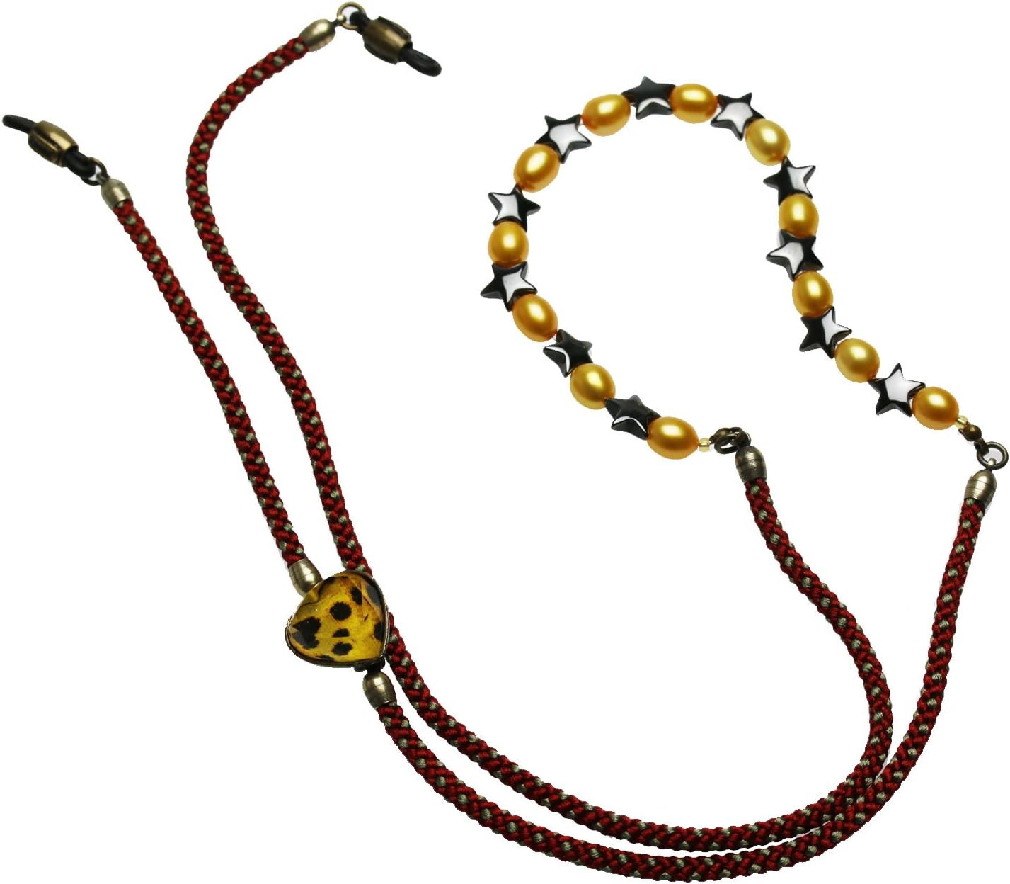 Braided Glass Cord Silk Freshwater Pearl Magnet With Magnetized Hematite