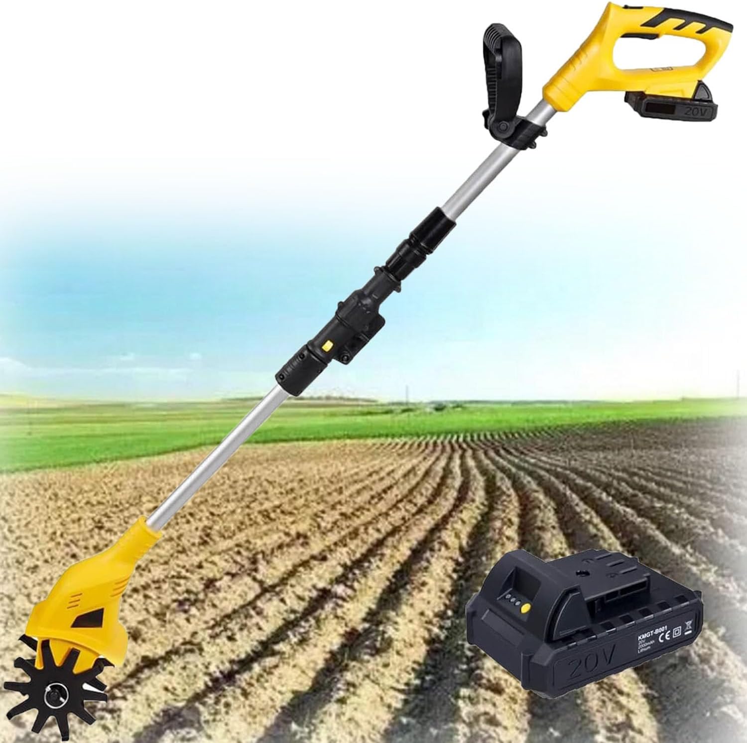 250 RPM Mini Battery Powered Tiller Rototillers,2.0Ah Batteries & Charger,Cordless Tiller Cultivator,for Farms, Parks, Gardens, Courtyards, Fields