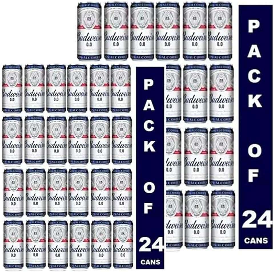 Budweiser Non Alcoholic Beer Pack Of 2 (24x2= 48 Cans x 330ml)