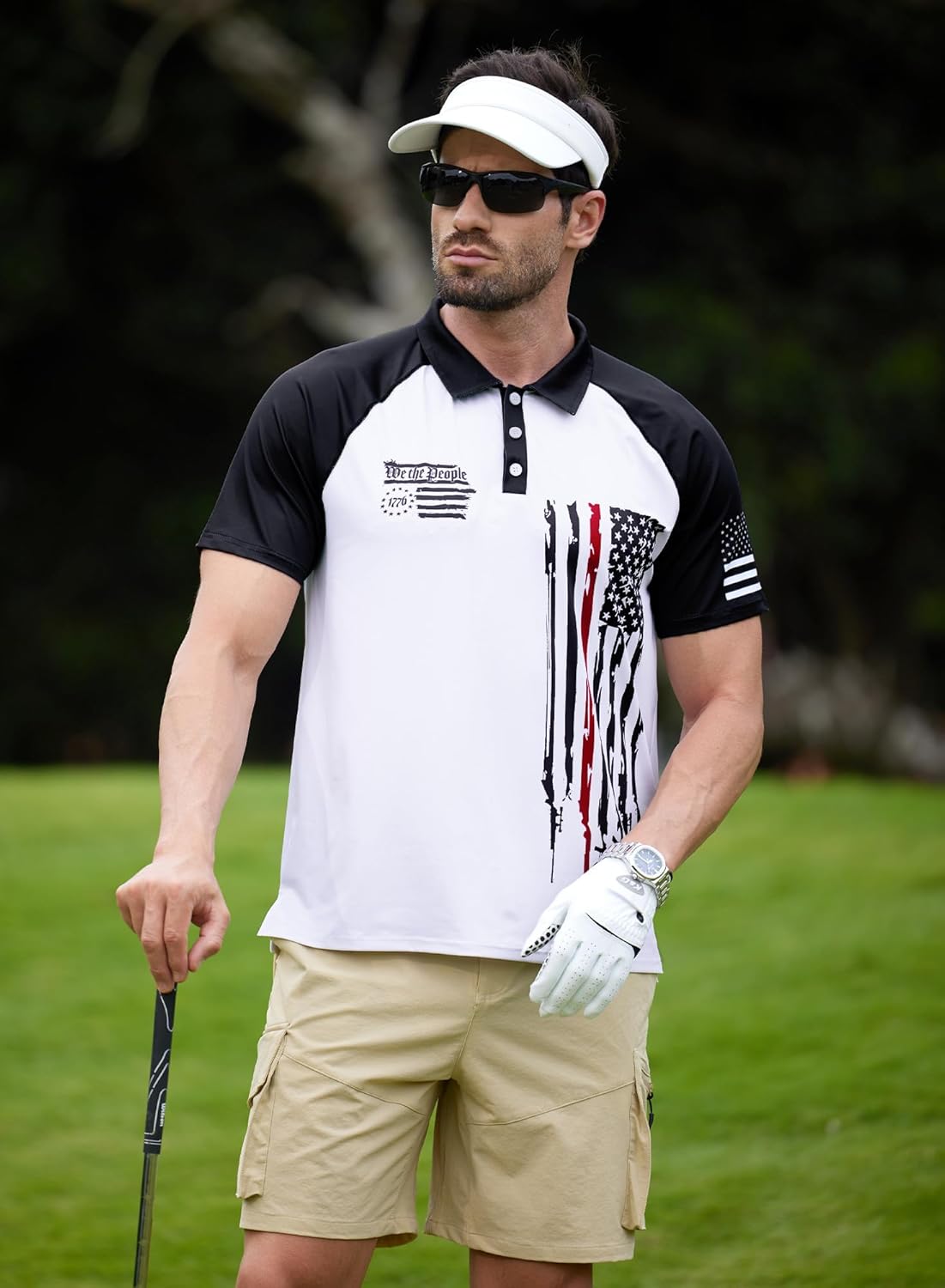 Mainfini Men's Short Sleeve Golf Shirts UPF 50+ Raglan Patriotic American Graphic Polo Shirt (S-3XL) - Image 2