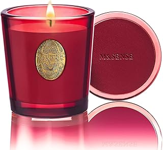 M&SENSE Duftkerze Rote Kamelie,260g Duftkerzen im Glas Natürliche Soja-Kerze,55 Stunden Brenndauer,Weihnachten Kerzengeschenke für Frauen & Männer