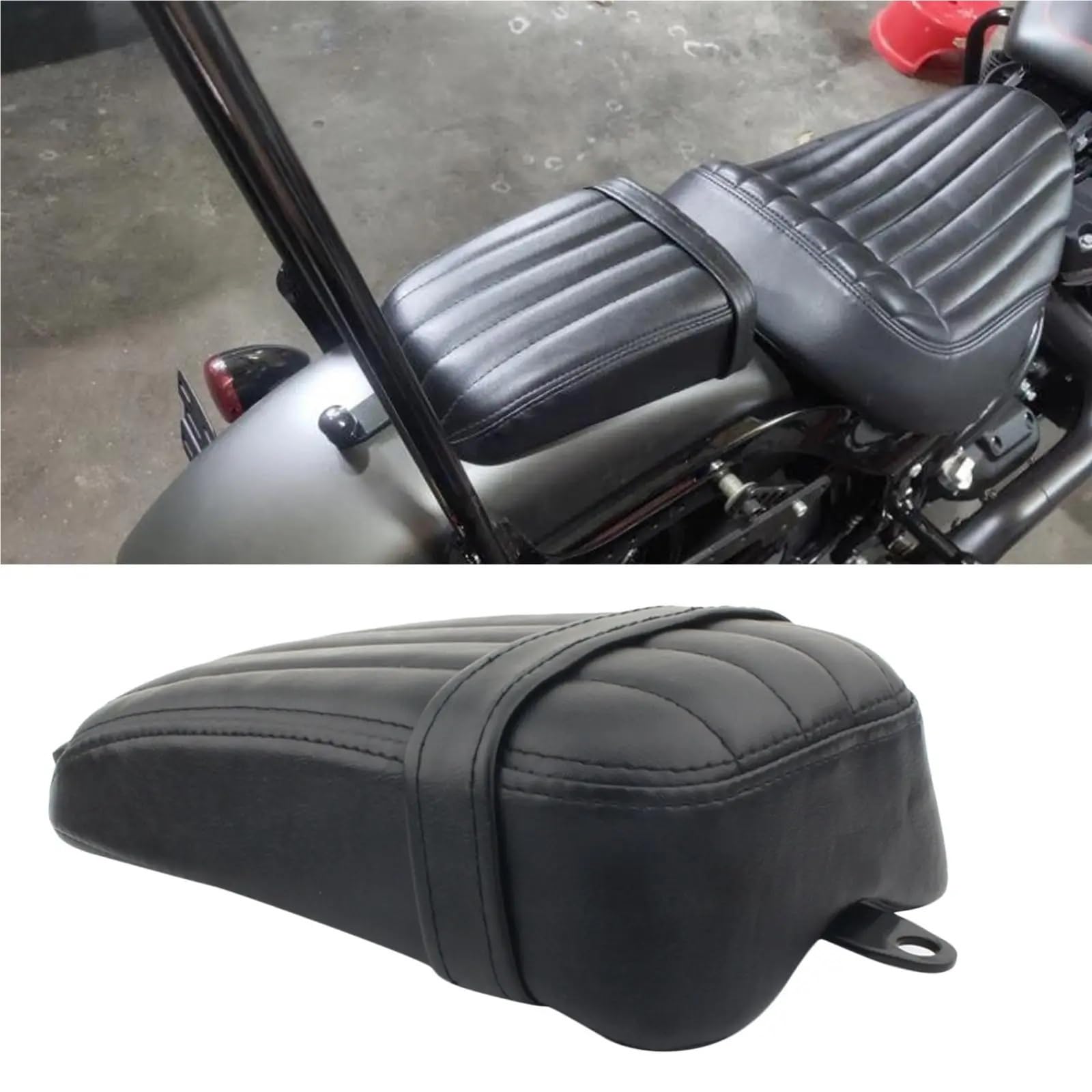 Sedile Passeggero Accessori moto Cuscino del sedile passeggero posteriore in pelle artificiale nera Sella comfort per ciclisti da strada