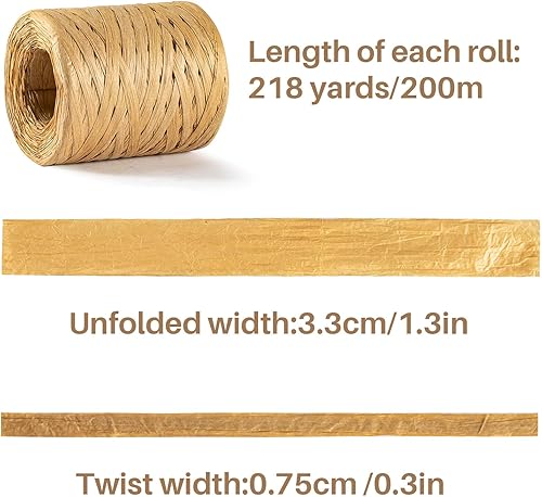 Miniatura 3 de Sukh - Cintas de cuerda de papel para manualidades, cinta de rafia natural, cinta de papel de rafia, cordel para fiesta, lindo regalo de vacaciones,