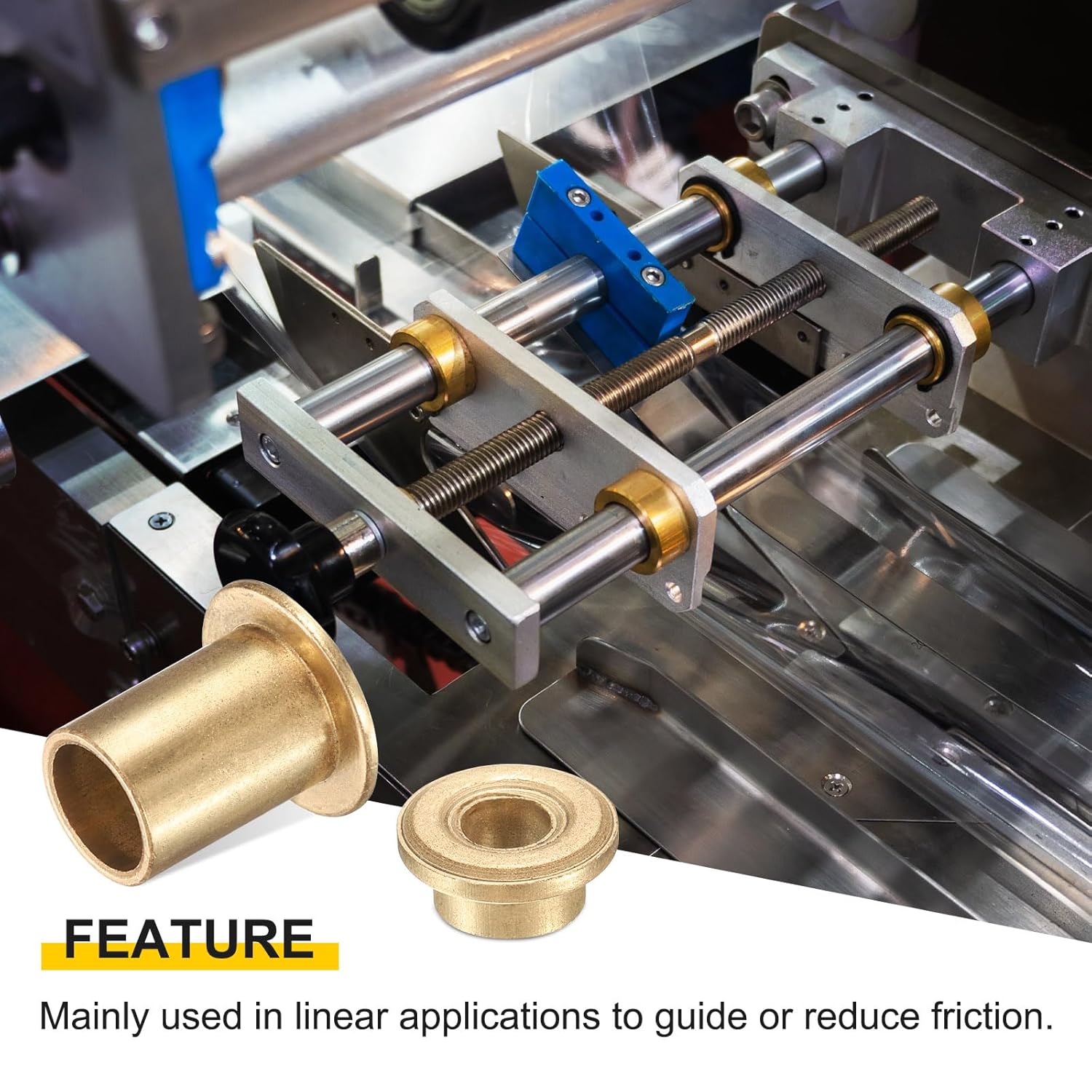 uxcell 12Pcs Flange Sleeve Bearings, 8mm Bore x 10mm OD x 12mm Length, Self-Lubricating Sintered Bronze Bushings