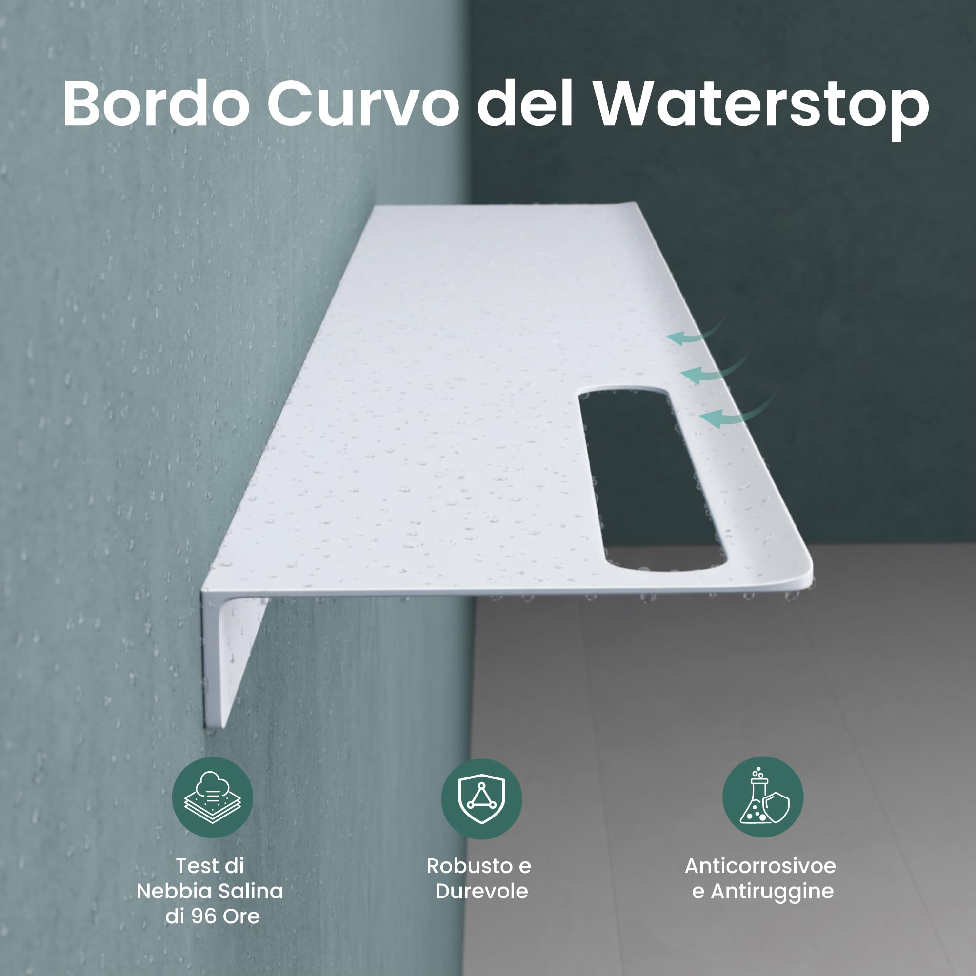 Mai & Mai Mensola da Parete Multifunzionale 40cm, Mensola per Doccia in Alluminio con Portasciugamani Mensola da Appendere per Bagno e Cucina, Bianco Opaco, Reglo-06