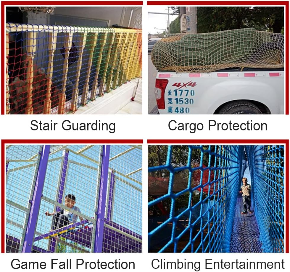 Blue Knotless Polyester Sports Net Kids Playground Safety Net Climbing Rope Net for Amusement Parks Soccer Backstop Net Size: 0.5Mx1M (1.64FTx3.28FT)