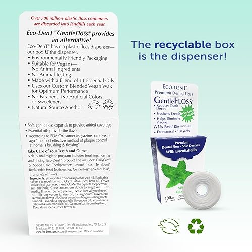 Miniatura 2 de Hilo dental de gran calidad con sabor a menta Eco-Dent GentleFloss (40 yardas), 6