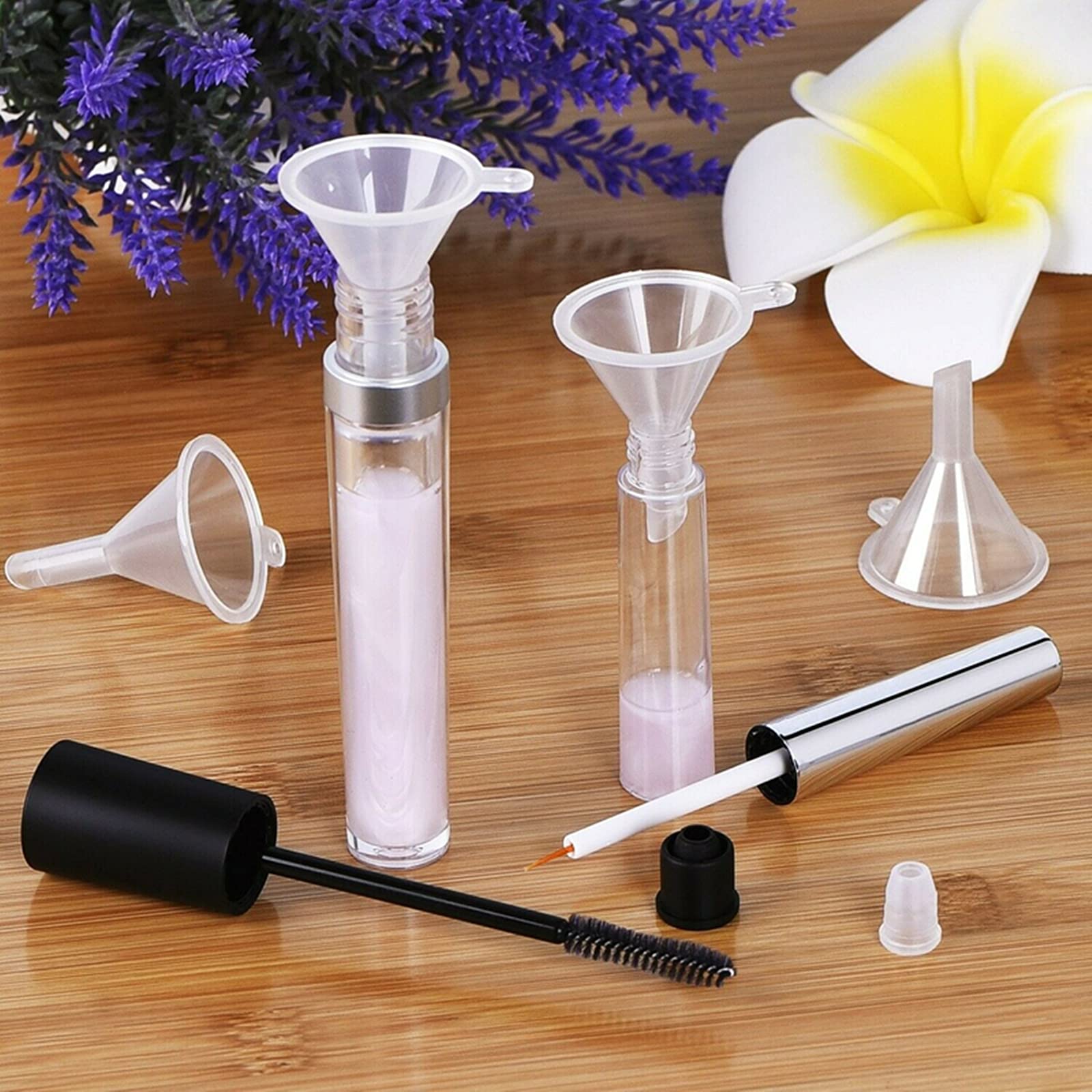 Tubo de rímel vacío y varita delineador de ojos, tubo de rímel de 0.3 fl oz, botella contenedor de pestañas, tubos vacíos y delineadores de ojos transparentes de 0.2 fl oz (0.2 fl oz) con inserciones 7