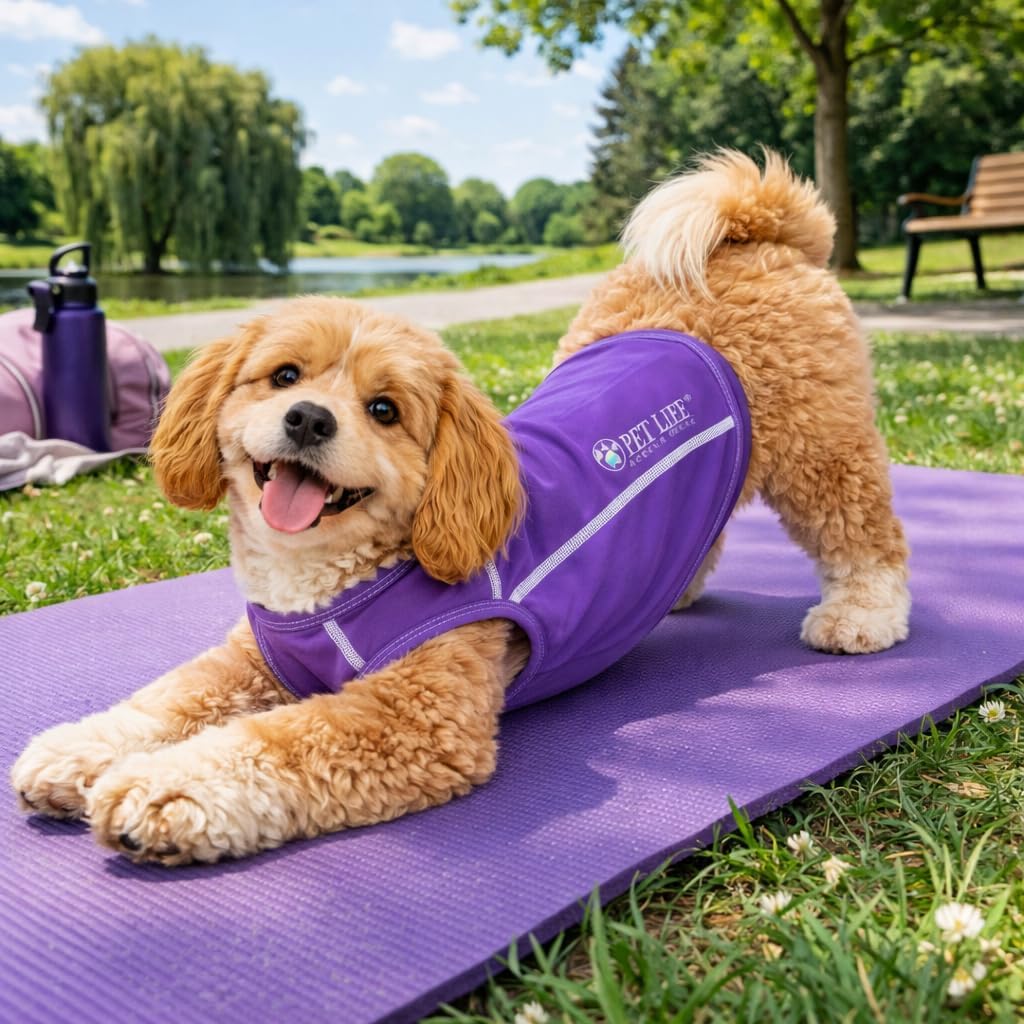 Pet Life ® Active Racerbark 4-Way Stretch and Quick Dry Fitness and Yoga Reflective Performance Dog T-Shirt Tank Top