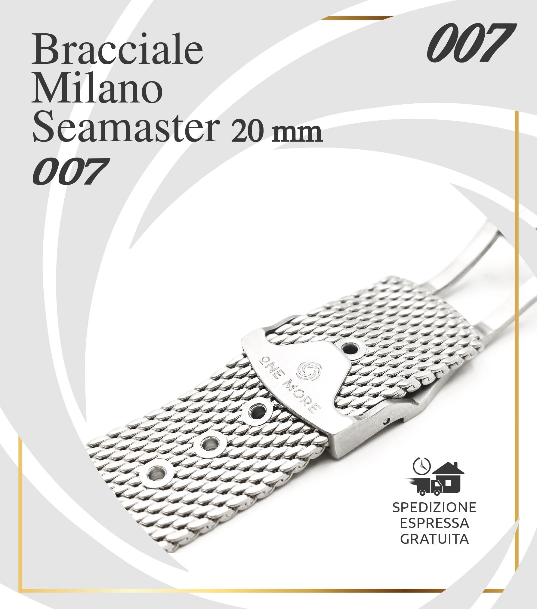 Milano-Armband Silber Voll INOX 316L MIilan ONE MORE Armband 20 mm kompatibel mit Omega Seamaster 007" Sub Diver