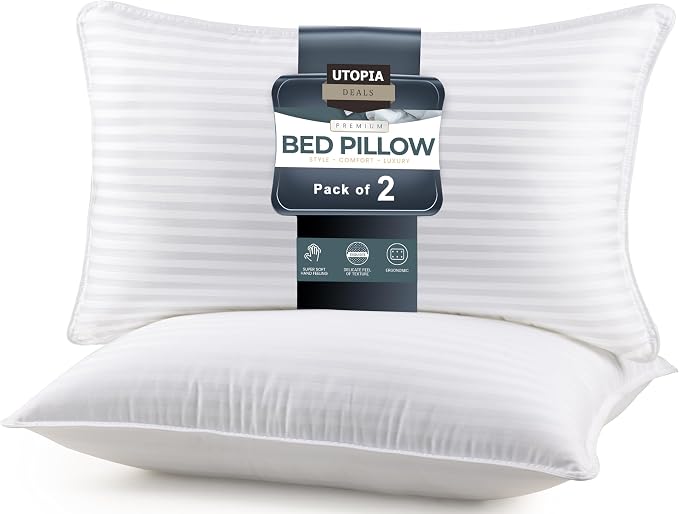 Utopia Bedding Bed Pillows for Sleeping King Size (White), Set of 2, Down Alternative Pillow for Sleeping, Cooling Hotel Quality Pillow Set for Back, Stomach or Side Sleepers