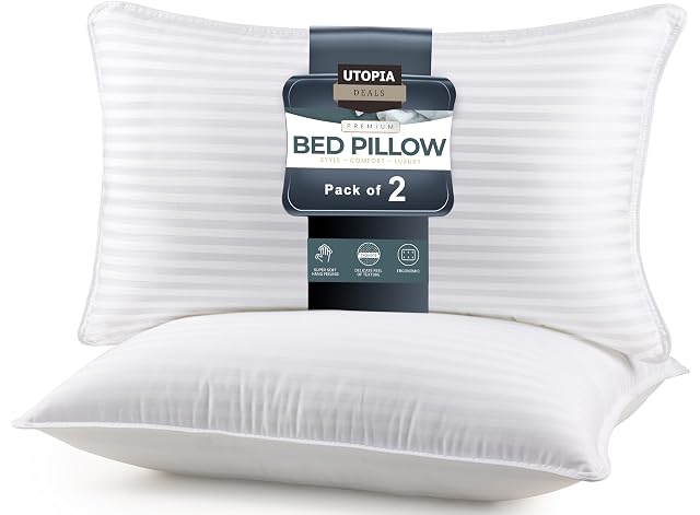 Utopia Bedding Bed Pillows for Sleeping King Size White Set of 2 Down Alternative Pillow for Sleeping Cooling