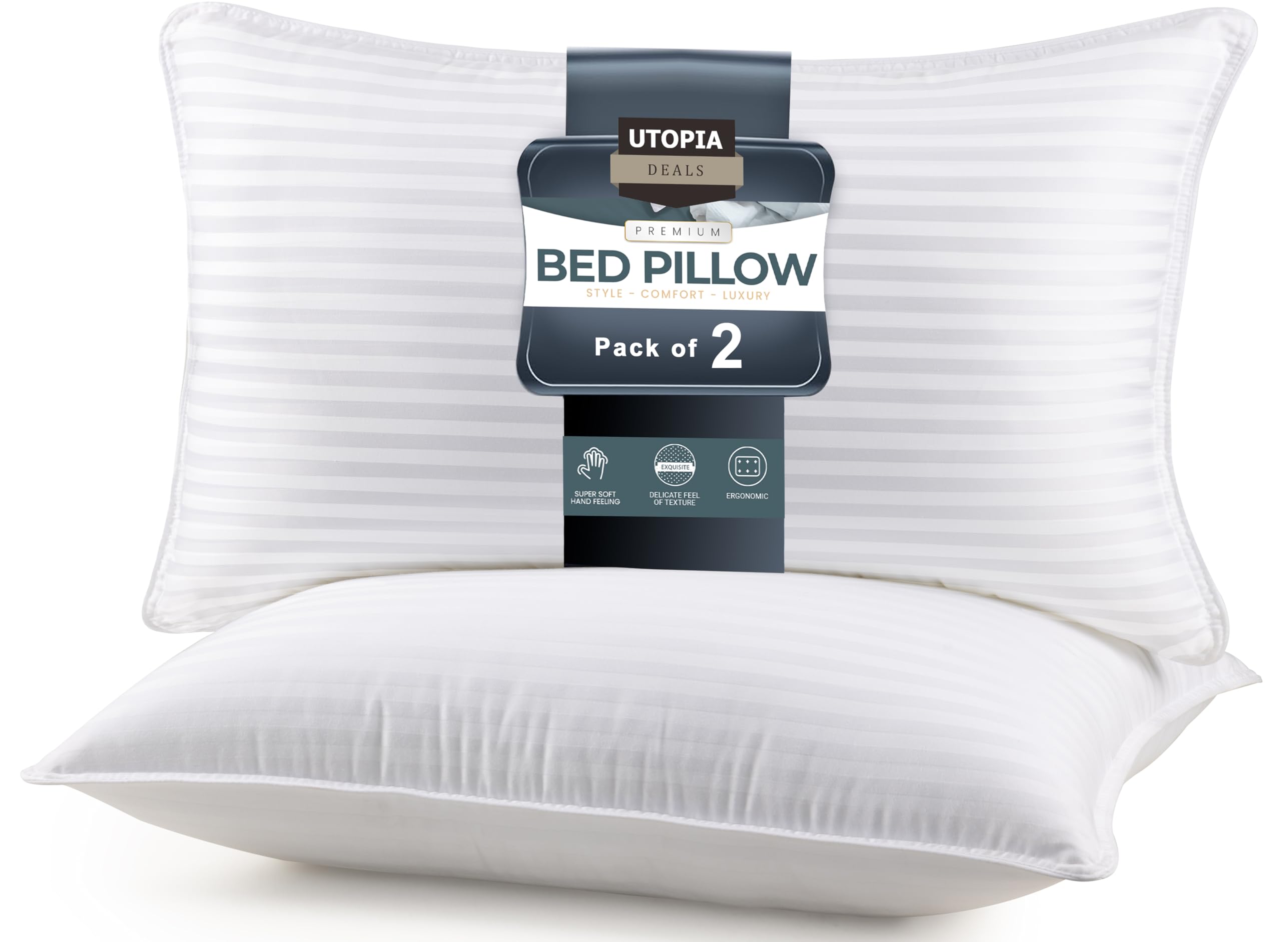 Utopia Bedding Cotton Bed Pillows For Sleeping King Size, Set of 2, Cooling Hotel Quality, For Back, Stomach Or Side Sleepers, White