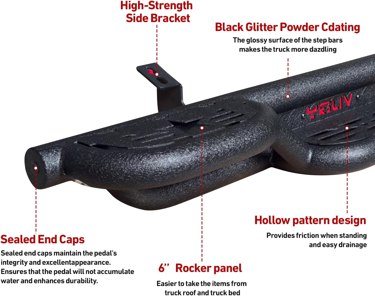 Steel Running Board for 2010-2024 Toyota 4Runner Trail Edition&2014-2024 4Runner SR5/TRD Pro Model（Without Side Skirts） Nerf Bar/Side Steps