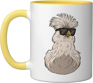 Silkie Smooth Chinese Silk Chicken Ceramic Mug, Yellow/White