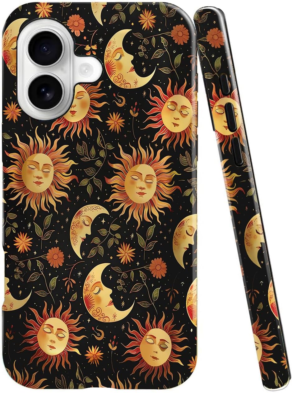 Generic Case Compatible with iPhone 15,[Compatible with MagSafe] Aesthetic Cool Sun Moon Design Phone Case for Girl Women Boy Men,Dual-Layer Fashion Design