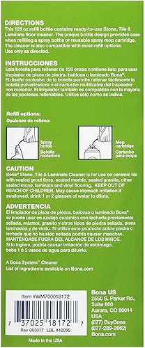 Miniatura 2 de Bona Recambio de limpiador de suelos de piedra, azulejos y laminados, 128 onzas, paquete de 2