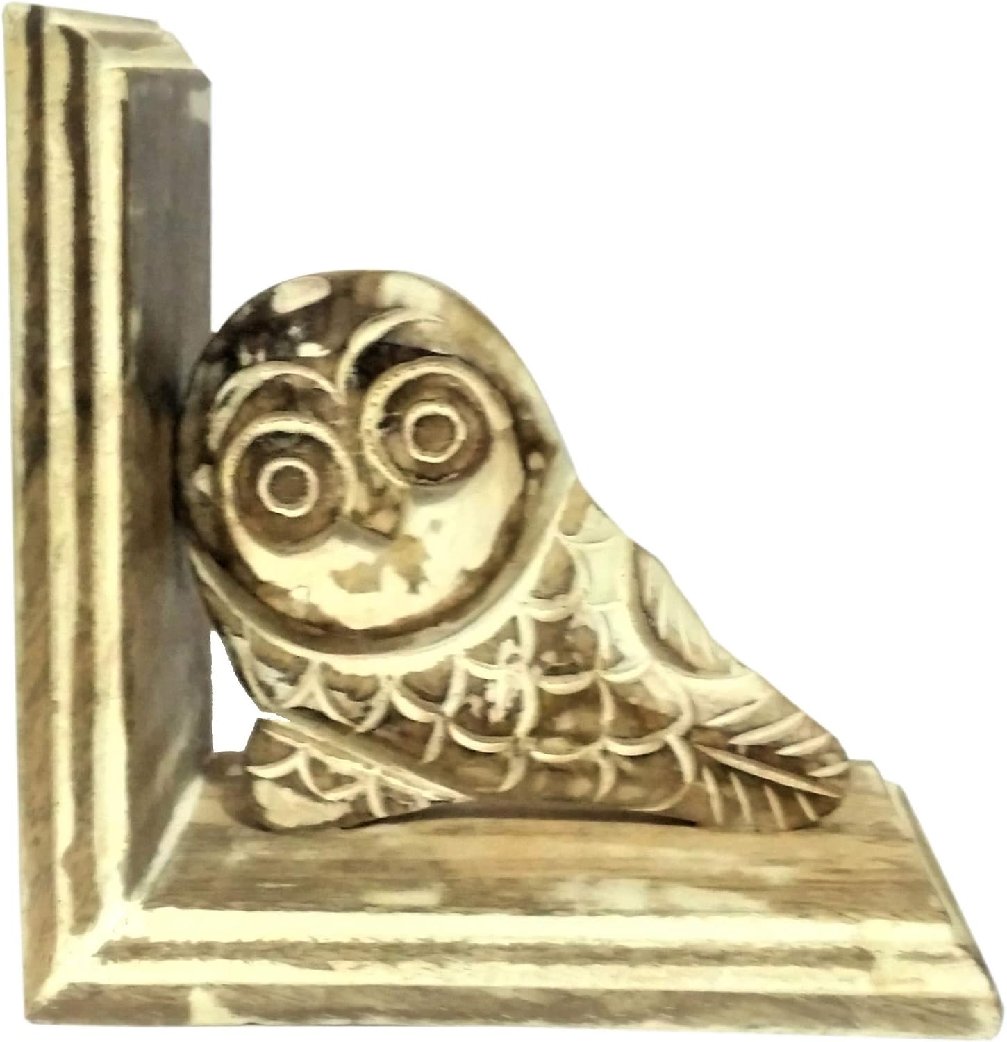 Purpledip Wooden Bookends 'Wise Bird': Unique Decor Bookshelf Organizer Stand Holder Gift for Book Lovers (12044)
