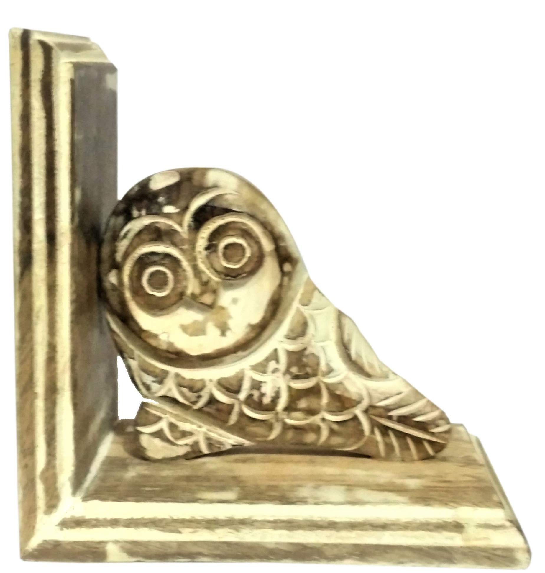 Purpledip Fermalibri in legno 'Saggio Uccello': Unique Decor Libreria Organizer Stand Holder Regalo per gli amanti del libro (12044)