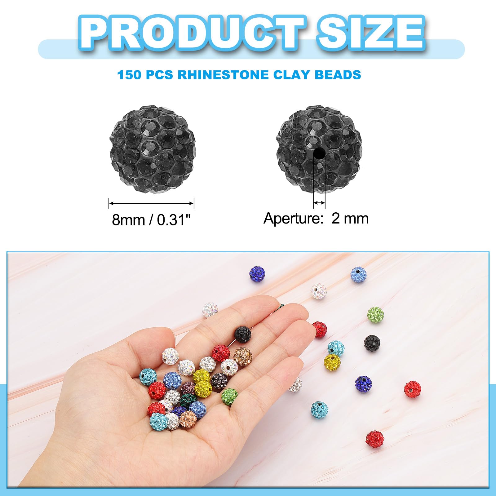 PATIKIL 8mm Rhinestone Beads - Image 2