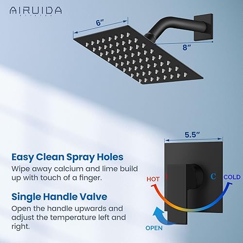 Vista 111 de Airuida Shower Faucet Set Bathroom Rain Shower System SUS304 Stainless Steel Single Handle With Male Threads Rough-in Valve Shower Trim Kit 10 Inch
