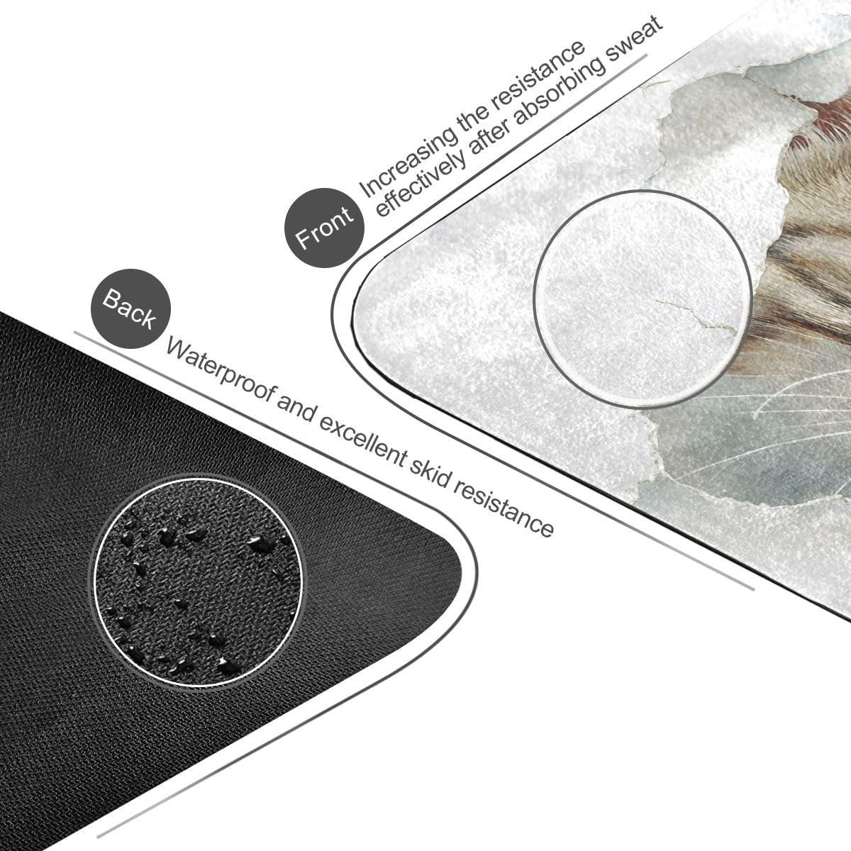 ALAZA Watercolor Cat Yoga Mat Non Slip Fitness Exercise Mat, Workout Mat for Yoga, Pilates and Floor Exercises