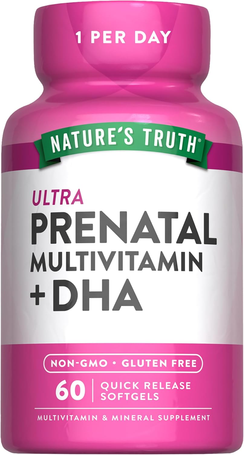 Nature’s Truth Prenatal Multivitamin for Women | with DHA and Folic Acid | 60 Softgels | Non-GMO & Gluten Free Supplement