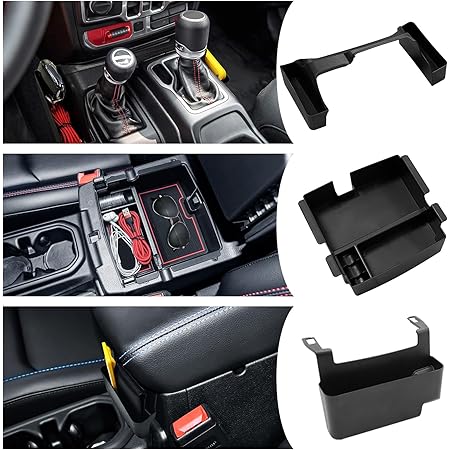 2PC Gear Shift Console Organizer For Jeep Wrangler JL Gladiator JT 2018-2023 - Armrest Storage Tray