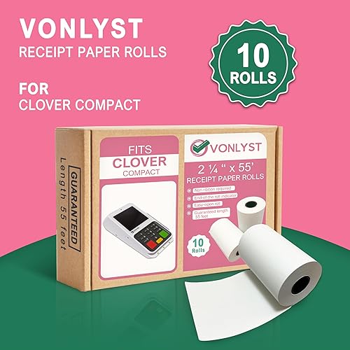 Miniatura 6 de Vonlyst Rollo de papel térmico 2 14 x 50 para Clover Flex Mini Mobile (10 rollos)